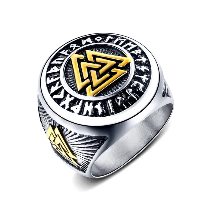Yellow Chimes Rings for Men Stainless Steel Valknut Ring with Rune Circle Odin Symbol Band Finger Ring for Men and Boys Yellow Chimes Rings Yellow Chimes Rings for Men Stainless Steel Valknut Ring with Rune Circle Odin Symbol Band Finger Ring for Men and Boys Yellow Chimes Rings