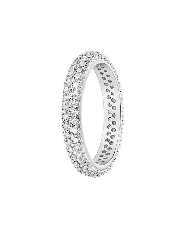 Yellow Chimes Rings for Women White Crystal Ring Silver Plated Double Row Eternity Band Ring for Women and Girls Valentine Gift for Girls Yellow Chimes Earrings Yellow Chimes Rings for Women White Crystal Ring Silver Plated Double Row Eternity Band Ring for Women and Girls Valentine Gift for Girls Yellow Chimes Earrings