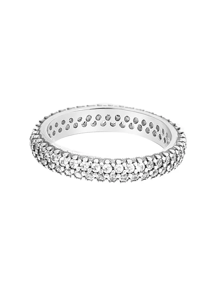 Yellow Chimes Rings for Women White Crystal Ring Silver Plated Double Row Eternity Band Ring for Women and Girls Valentine Gift for Girls Yellow Chimes Earrings