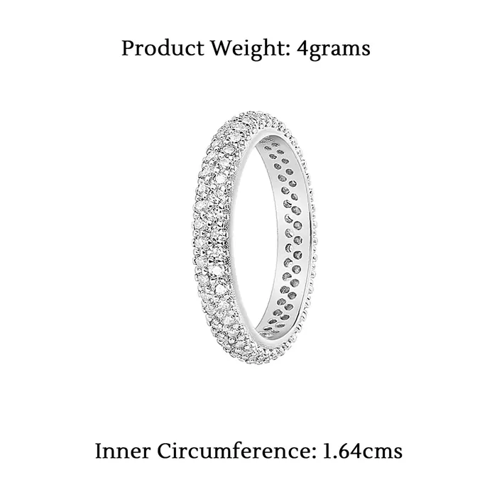 Yellow Chimes Rings for Women White Crystal Ring Silver Plated Double Row Eternity Band Ring for Women and Girls Valentine Gift for Girls Yellow Chimes Earrings