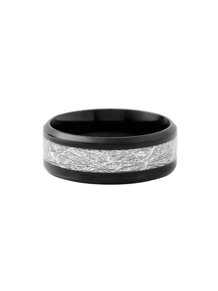 Yellow Chimes Rings Stainless Steel Black Band Ring for Men Size 9 Elegant Design Perfect Gift