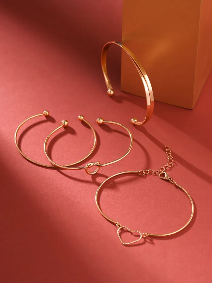 Yellow Chimes Rings Yellow Chimes Combo Bracelet for Woman Fashion Golden 4 Pcs Hand Bracelets Set for Women Hand Accessories for Women Chain Bracelet for Girls Birthday Gift for Women Anniversary Gift for Wife