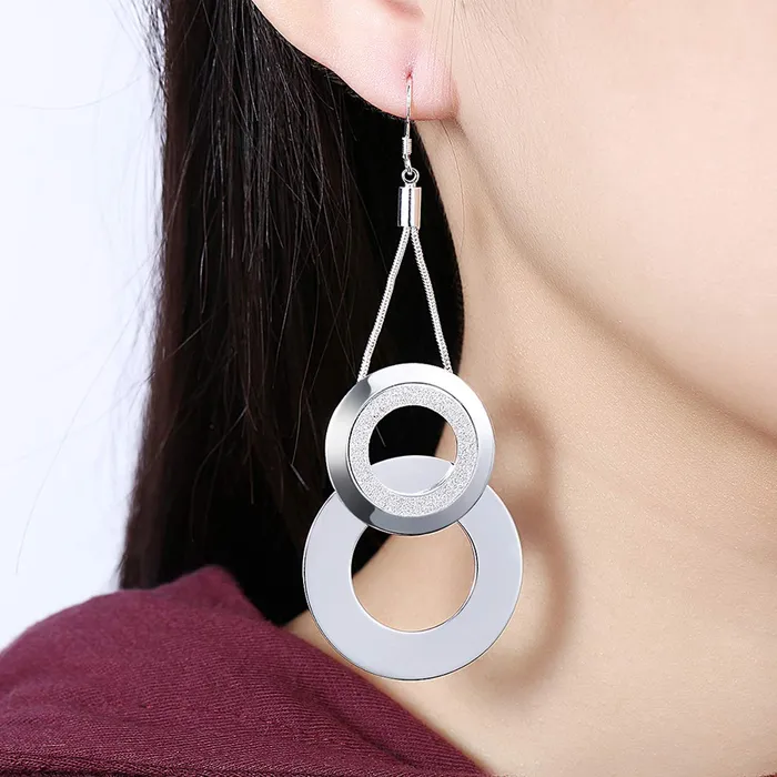 Yellow Chimes Rings Yellow Chimes Dual Testured Circles Alloy Chandelier Earring for Women Girls