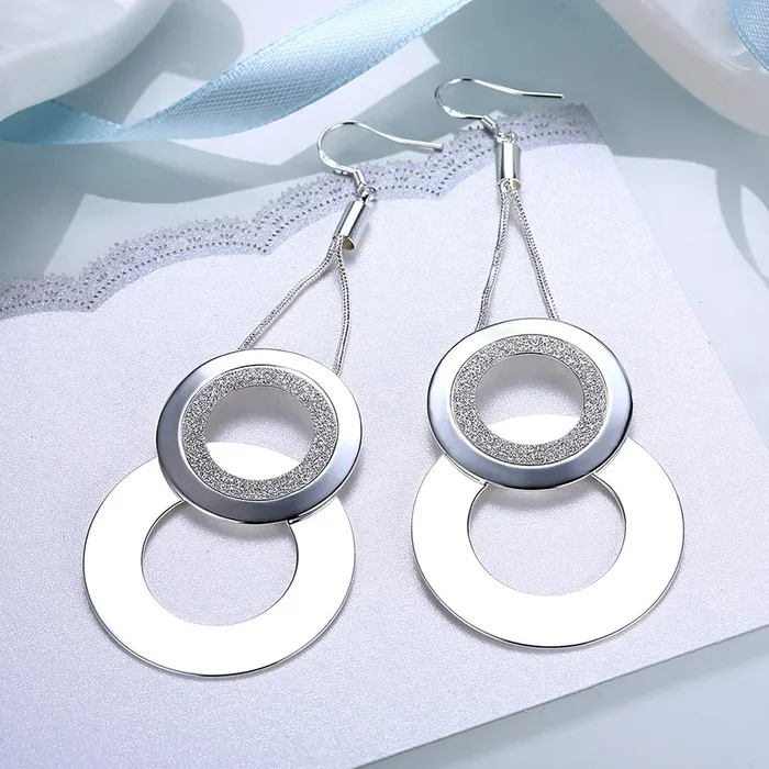 Yellow Chimes Rings Yellow Chimes Dual Testured Circles Alloy Chandelier Earring for Women Girls