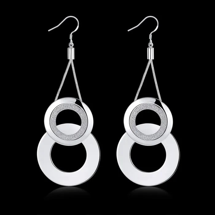 Yellow Chimes Rings Yellow Chimes Dual Testured Circles Alloy Chandelier Earring for Women Girls
