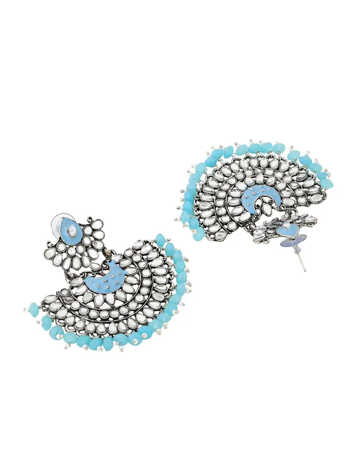 Yellow Chimes Rings Yellow Chimes Earrings For Women Long Chandbali Blue Pearl and Stone Studded Elegant Earrings For Women and Girls