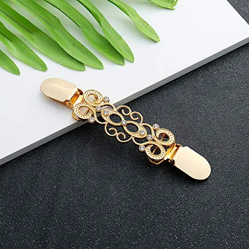 Yellow Chimes Rings Yellow Chimes Elegant Cardigan Sweater Collar Shawl Clip Ancient Retro Design Stylish Silver Tone Brooch For women