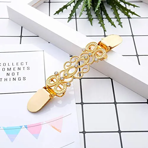 Yellow Chimes Rings Yellow Chimes Elegant Cardigan Sweater Collar Shawl Clip Ancient Retro Design Stylish Silver Tone Brooch For women