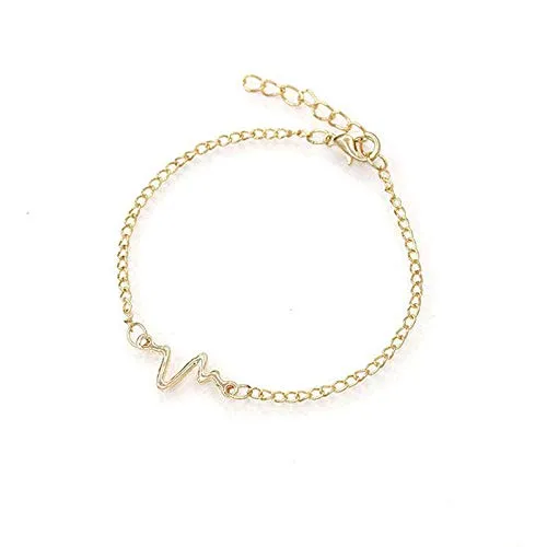 Yellow Chimes Rings Yellow Chimes Exclusive Collection Beautiful Simple Creative ECG Style Heartbeat Wave Stainless Steel Wristband Chain Link Bracelets for Women and Girls Yellow Chimes Rings Yellow Chimes Exclusive Collection Beautiful Simple Creative ECG Style Heartbeat Wave Stainless Steel Wristband Chain Link Bracelets for Women and Girls