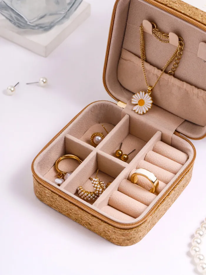 Yellow Chimes Rings Yellow Chimes Jewelry Box Organisers Portable Makeup Jewelry Storage PU Leather Multicolor 95cm