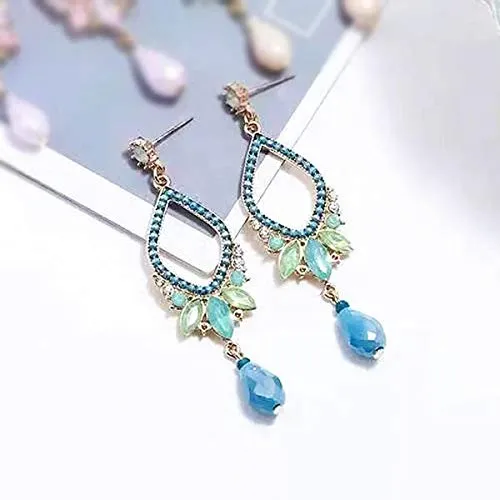 Yellow Chimes Rings Yellow Chimes Latest Opal Crystal Chandelier Drop Earrings for Women and Girls