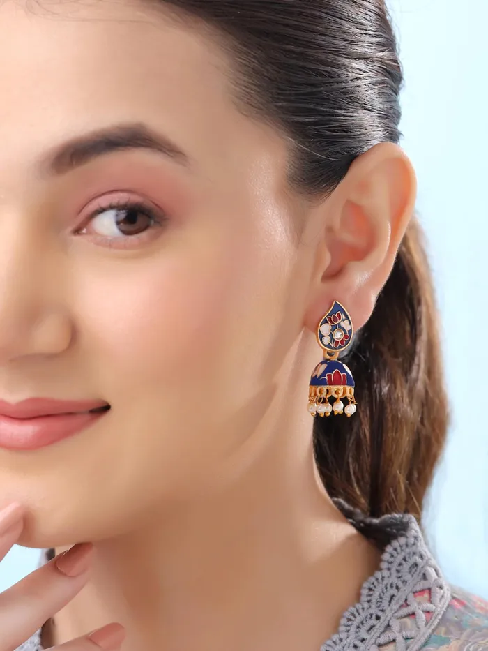 Yellow Chimes Rings Yellow Chimes Meenakari Jhumka Earrings for Women Traditional Jhumki Earrings Set for Girls Combo of 5 Pairs Jhumkas Ethnic Gold Plated Women Earrings Chic Reverie Birthday Gift For Girls