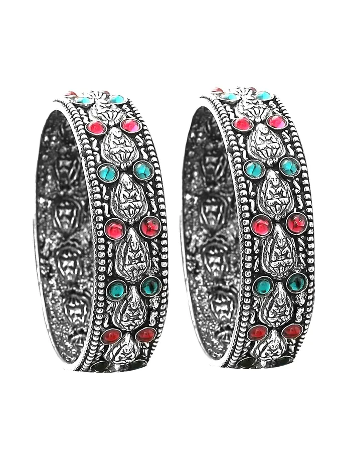 Yellow Chimes Rings Yellow Chimes Oxidised Bangles Set for Women Authentic Kolhapuri Work Handmade Kundan Studded Silver Oxidized Bangles Sets for Women and Girls Yellow Chimes Rings Yellow Chimes Oxidised Bangles Set for Women Authentic Kolhapuri Work Handmade Kundan Studded Silver Oxidized Bangles Sets for Women and Girls