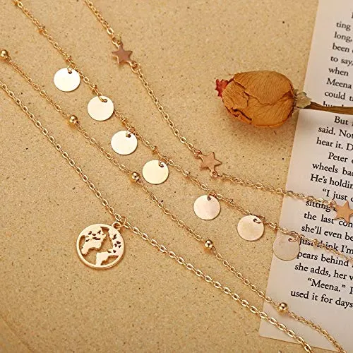 Yellow Chimes Rings Yellow Chimes Pearl Cross Fashion Multilayer Gold Toned Chain Choker Necklace Combo for Women and Girls