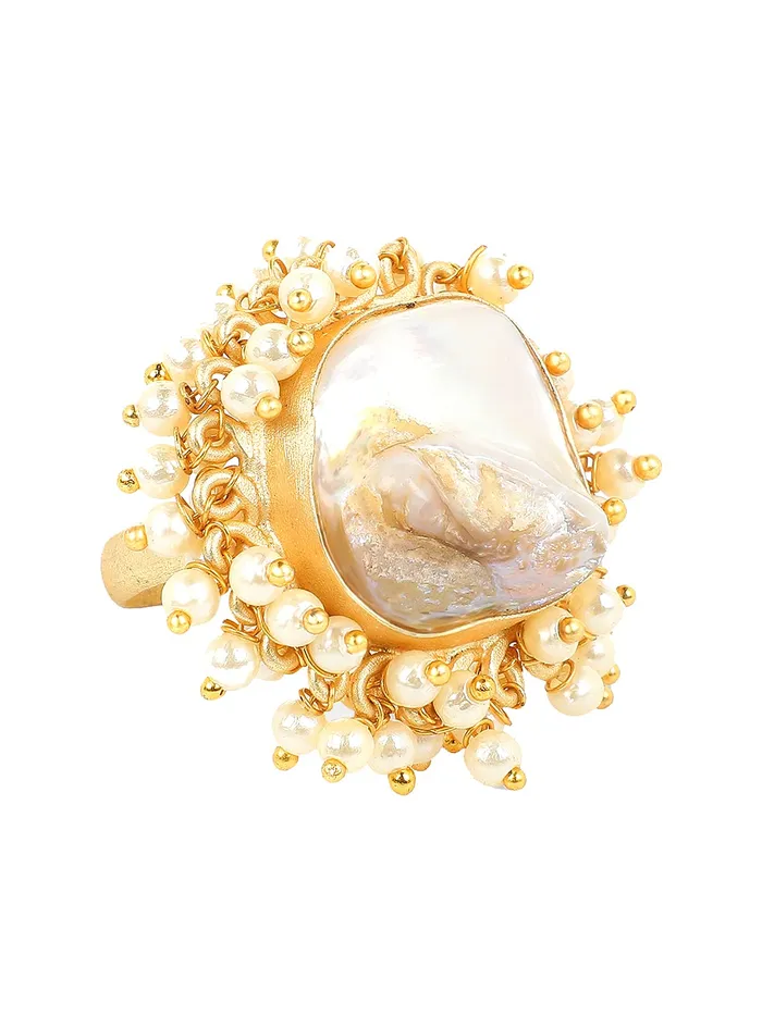 Yellow Chimes Rings Yellow Chimes Rings for Women Traditional Stone Ring Classic Gold Plated Mothi Cocktail Rings for Women and Girls