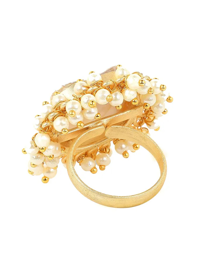 Yellow Chimes Rings Yellow Chimes Rings for Women Traditional Stone Ring Classic Gold Plated Mothi Cocktail Rings for Women and Girls