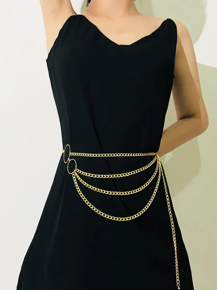 Yellow Chimes Rings Yellow Chimes Waist Chain for Women and Girls Fashion Hip Chain for Women Gold Toned Multilayered Belly Chain Birthday Gift for girls and women
