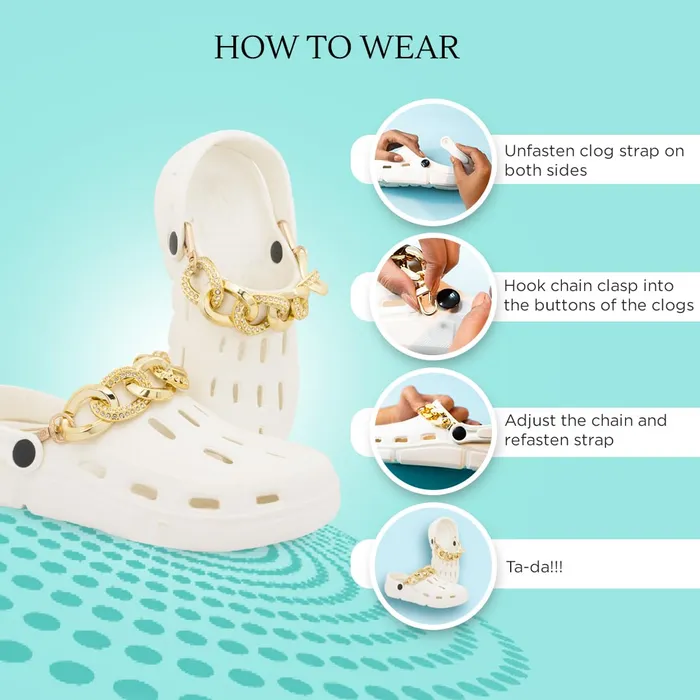 Yellow Chimes Shoe Chains for Girls and Boys Shoe Accessories Link Chain and Crystal Design Shoe Decoration Charms Shoe Chains for Unisex Pack of 2 pieces Shoe Chain Charms for Croc Yellow Chimes Bracelets