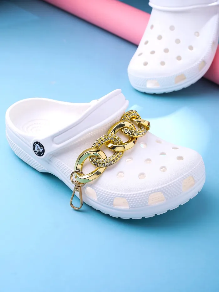 Yellow Chimes Shoe Chains for Girls and Boys Shoe Accessories Link Chain and Crystal Design Shoe Decoration Charms Shoe Chains for Unisex Pack of 2 pieces Shoe Chain Charms for Croc Yellow Chimes Bracelets