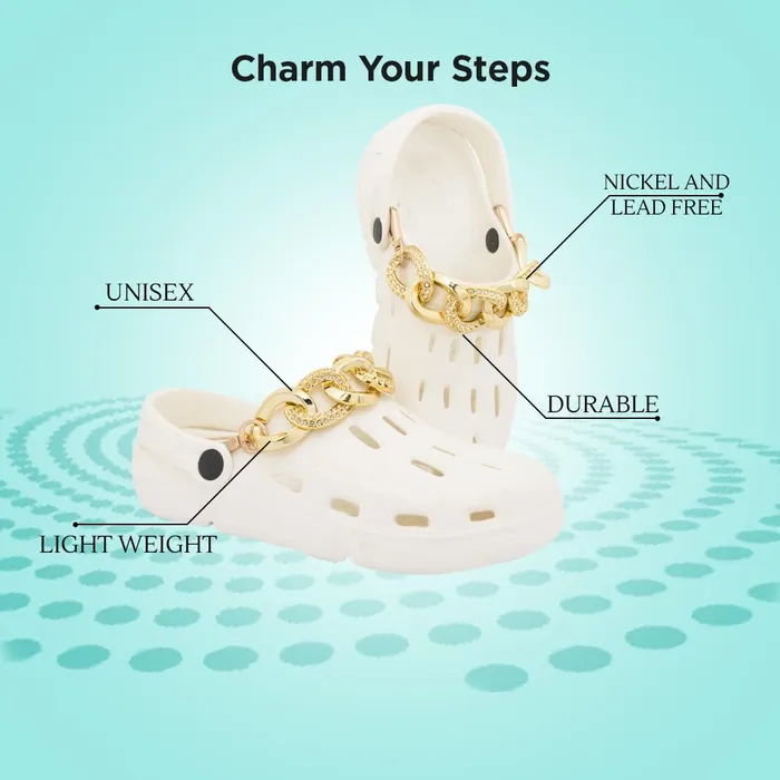 Yellow Chimes Shoe Chains for Girls and Boys Shoe Accessories Link Chain and Crystal Design Shoe Decoration Charms Shoe Chains for Unisex Pack of 2 pieces Shoe Chain Charms for Croc Yellow Chimes Bracelets