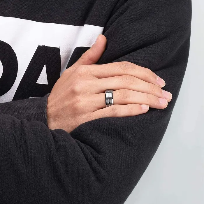 Yellow Chimes Silver Rings For Men Pack of 1 Stainless Steel Men Ring Silver Toned Grey Finger Ring for Boys Ideal Gift For Men and Boys Yellow Chimes Necklaces