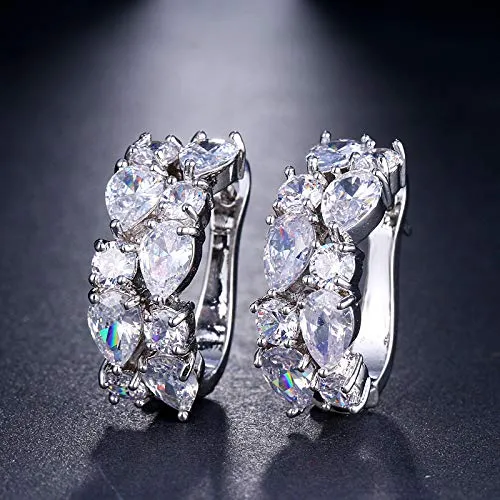 Yellow Chimes Sparkling Colors Flowerets Vine Swiss CZ 18K Silver Plated Clip On Earrings For Women And Girls Yellow Chimes Bracelets