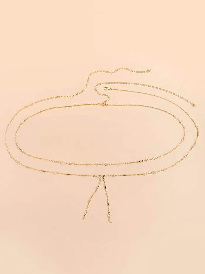 Yellow Chimes Waist Chain For Women Gold Toned Double Layer Waist Chain For Women and Girls Yellow Chimes Earrings