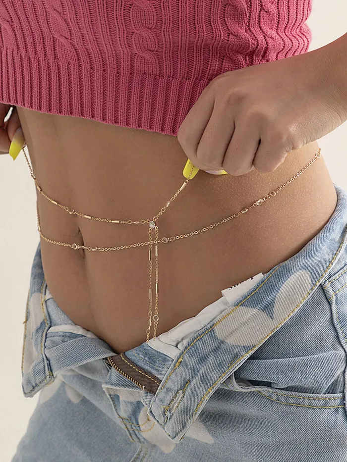 Yellow Chimes Waist Chain For Women Gold Toned Double Layer Waist Chain For Women and Girls Yellow Chimes Earrings