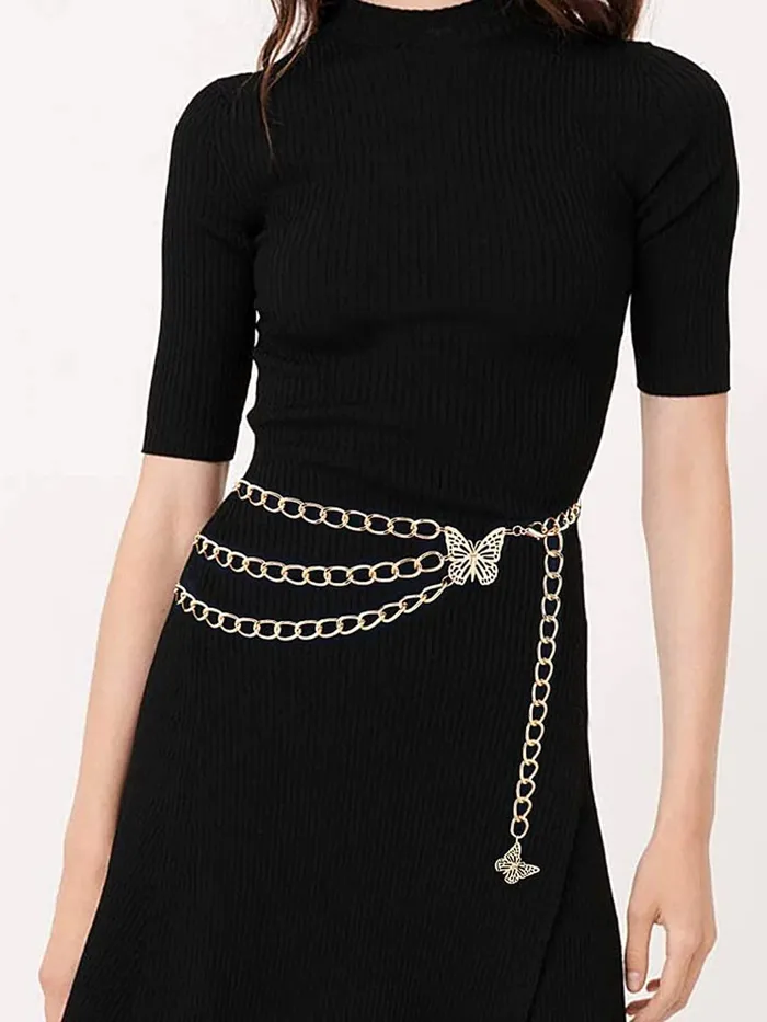 Yellow Chimes Waist Chain for Women Pearl studded Three layerd Golden Waist Chain for Women and Girls Yellow Chimes Bracelets