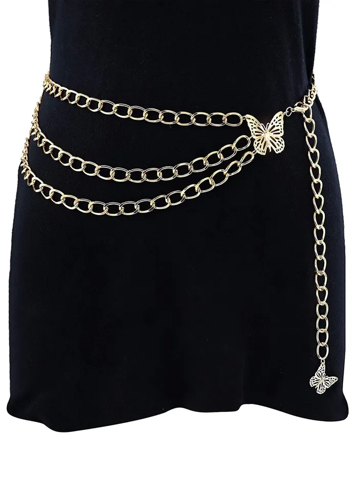 Yellow Chimes Waist Chain for Women Pearl studded Three layerd Golden Waist Chain for Women and Girls Yellow Chimes Bracelets