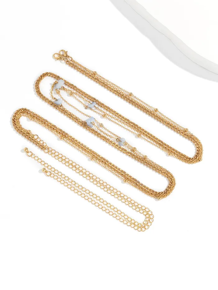 Yellow Chimes Waist Chain for Women Pearl studded Three layerd Golden Waist Chain for Women and Girls Yellow Chimes Bracelets