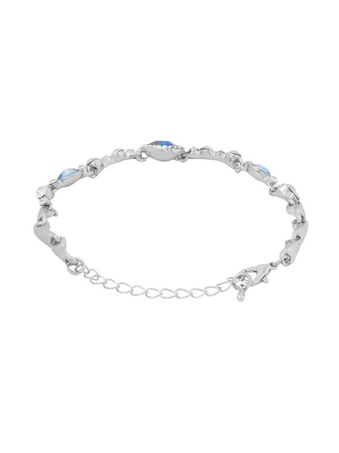 Yellow Chimes Women Crystal Bracelets Heart Shaped Silver toned Bracelets Blue CZ Crystals Bracelet For Woman Birthday Gift for Girls Women Anniversary Gift for Wife Yellow Chimes Rings