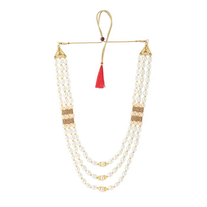 Yellow Chimes Yellow Chimes Dulahmala For Mens Pearl Necklace Jewellery for Groom Dulha Moti Mal Haar For men Necklaces