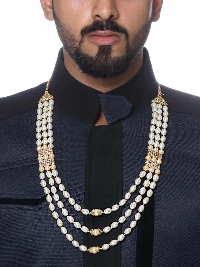 Yellow Chimes Yellow Chimes Dulahmala For Mens Pearl Necklace Jewellery for Groom Dulha Moti Mal Haar For men Necklaces