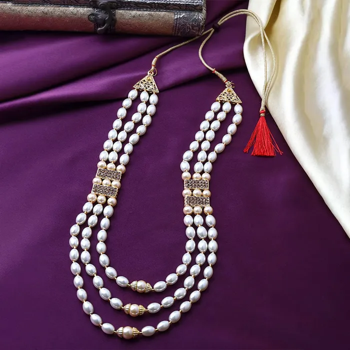 Yellow Chimes Yellow Chimes Dulahmala For Mens Pearl Necklace Jewellery for Groom Dulha Moti Mal Haar For men Necklaces