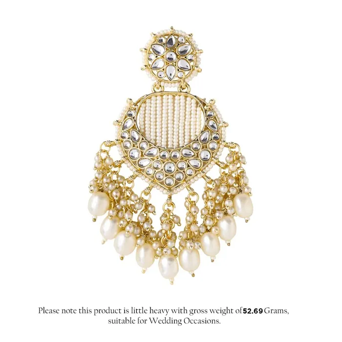 Yellow Chimes Yellow Chimes Earrings for Women and Girls Traditional Chandbali Gold Plated Kundan Stone Chand Baliyan Earrings Birthday Gift for girls and women Anniversary Gift for Wife Necklaces