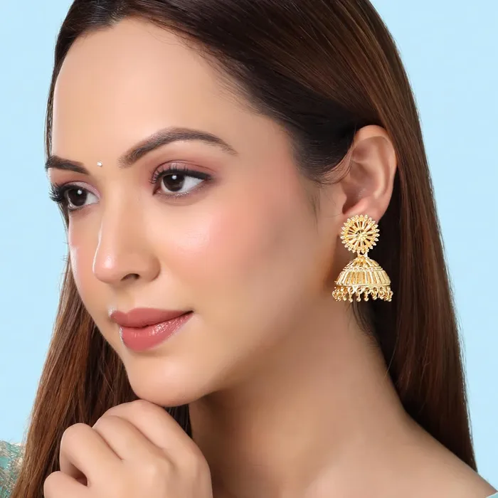 Yellow Chimes Yellow Chimes Earrings for Women and Girls Traditional Golden Jhumka Earrings for Women One Gram Gold Plated Combo Of 2 Pairs Big Jhumka Jhumki Earrings Birthday Gift for Girls Women Rings