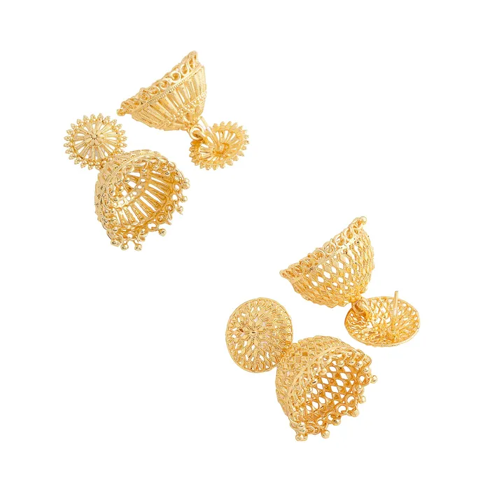 Yellow Chimes Yellow Chimes Earrings for Women and Girls Traditional Golden Jhumka Earrings for Women One Gram Gold Plated Combo Of 2 Pairs Big Jhumka Jhumki Earrings Birthday Gift for Girls Women Rings