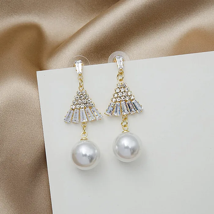 Yellow Chimes Yellow Chimes Elegant Latest Fashion Silver Plated White Floral Crystal designer Alloy Base Metal Drop Earrings Design 8 Necklaces