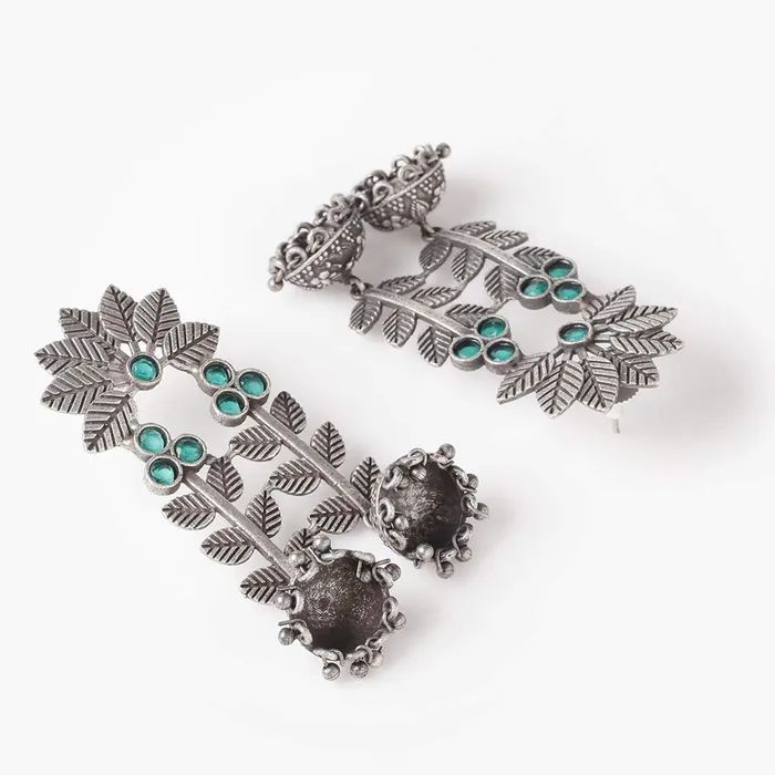 Yellow Chimes Yellow Chimes Genuine Silver lookalike Oxidised Jhumka Earrings Silver Polish Statement Traditional Dangler Earrings for Women Girls Necklaces