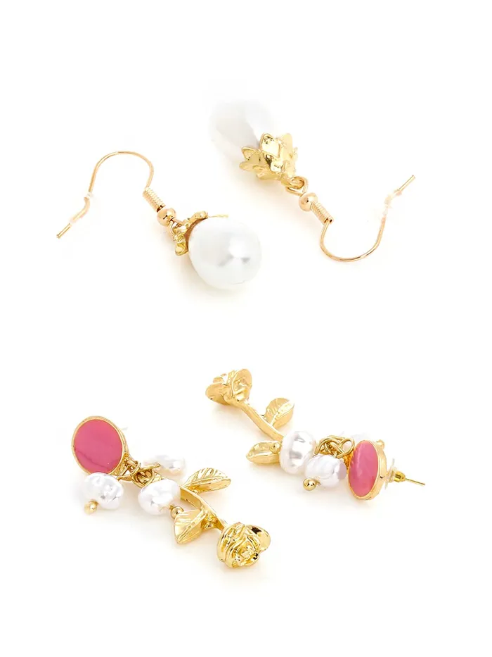 Yellow Chimes Yellow Chimes Latest Fashion Combo of 2 Pairs Gold Plated Crystal Pearl Heart Design Drop Earrings for Women and Girls Medium YCFJERCHRTRPLBNDL Bracelets