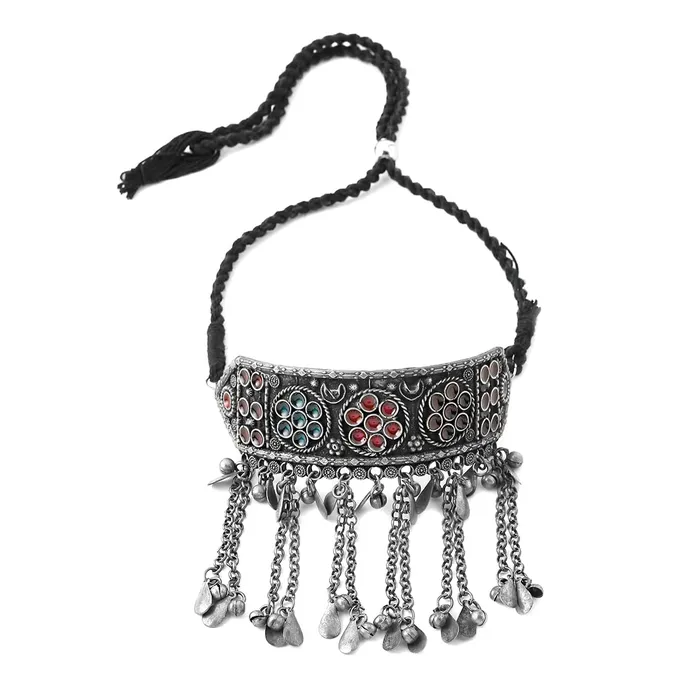 Yellow Chimes Yellow Chimes Necklace Silver Oxidised Beads Long Adjustable Vintage Traditional Necklace For Women and Girls NK 6 Necklaces
