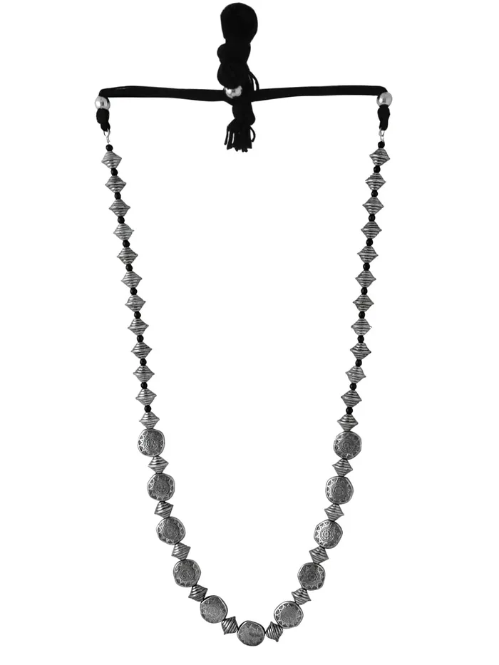 Yellow Chimes Yellow Chimes Necklace Silver Oxidised Beads Long Adjustable Vintage Traditional Necklace For Women and Girls NK 6 Necklaces