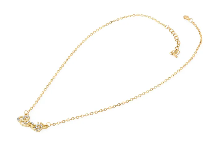 Yellow Chimes Yellow Chimes Pendant for Women Alphabetical Queen Crown Clavicle Rhinestone Short Chain Gold Plated Chain Necklace for Women and Girls Earrings