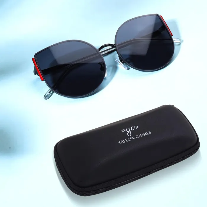 Yellow Chimes Yellow Chimes Round Shaped Sunglasses for Women Sunglasses Girls Women Sunglasses for Women Stylish 100 UV 400 Protection with Case Pack of 1 Small Necklaces