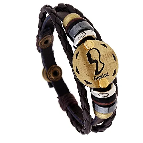 Yellow Chimes Zodiac Sign Gemini Charm Bracelet for Men BrownYCFJBRGEMZODBR Yellow Chimes Necklaces Yellow Chimes Zodiac Sign Gemini Charm Bracelet for Men BrownYCFJBRGEMZODBR Yellow Chimes Necklaces