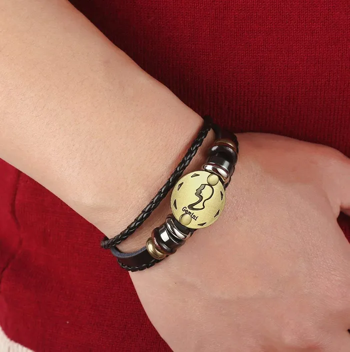 Yellow Chimes Zodiac Sign Gemini Charm Bracelet for Men BrownYCFJBRGEMZODBR Yellow Chimes Necklaces