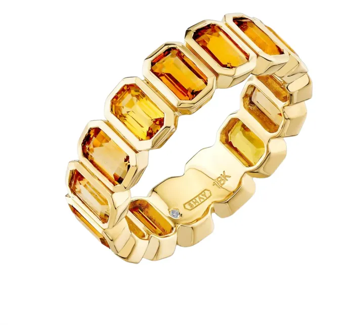 YELLOW SAPPHIRE CITRINE BEZEL ETERNITY BAND Shay Fine Jewelry Rings