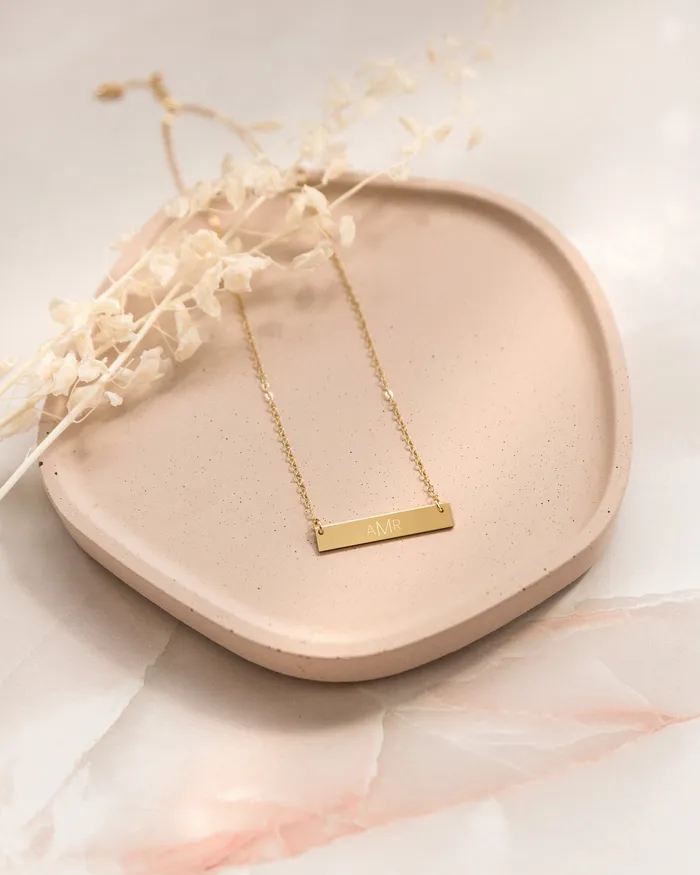 Zen and Zuri Necklaces Triple Monogram Bar Necklace