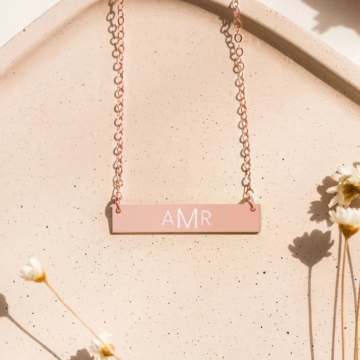 Zen and Zuri Necklaces Triple Monogram Bar Necklace
